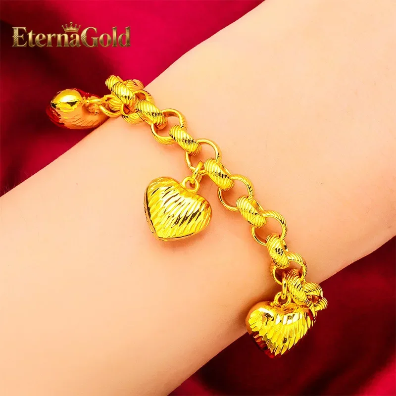 

EternaGold Браслет с ананасом и сердцем из 24-каратного золота AU999, чистое золото, игривый дизайн в виде ананаса и сердца, 3D-форма для создания живого и элегантного образа.