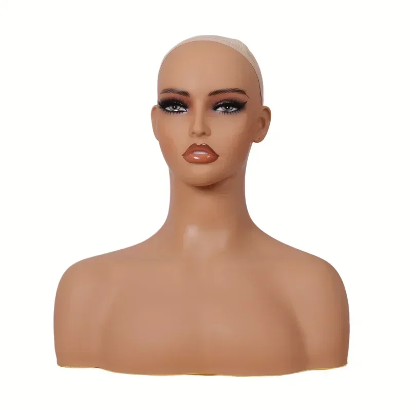 Realistic Female Mannequin Head Bust with Shoulders for Wigs Display Manikin Heads