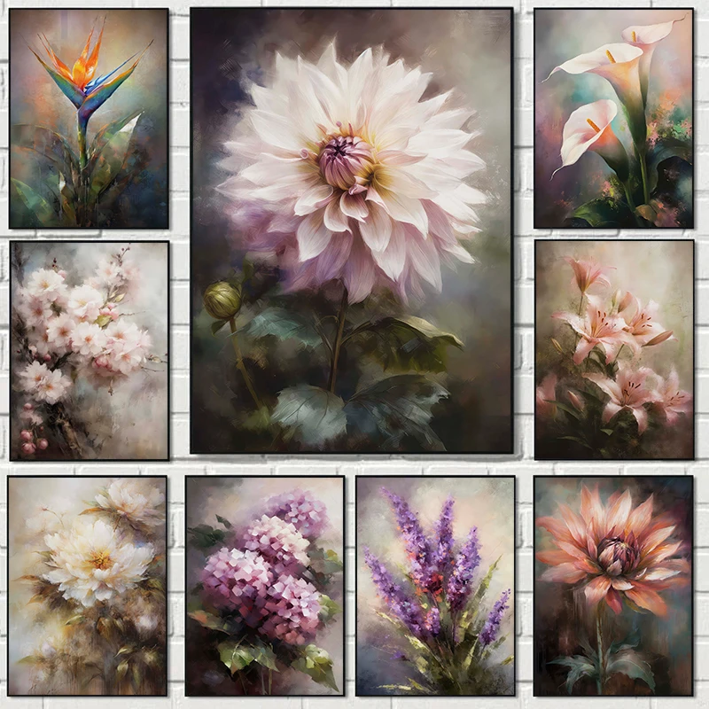 Classic Simple Oil Painting Calm Qualities Flowers Lily Clove Bouquet Poster Canvas Art Print Home Room Wall Pictures Decor Gift