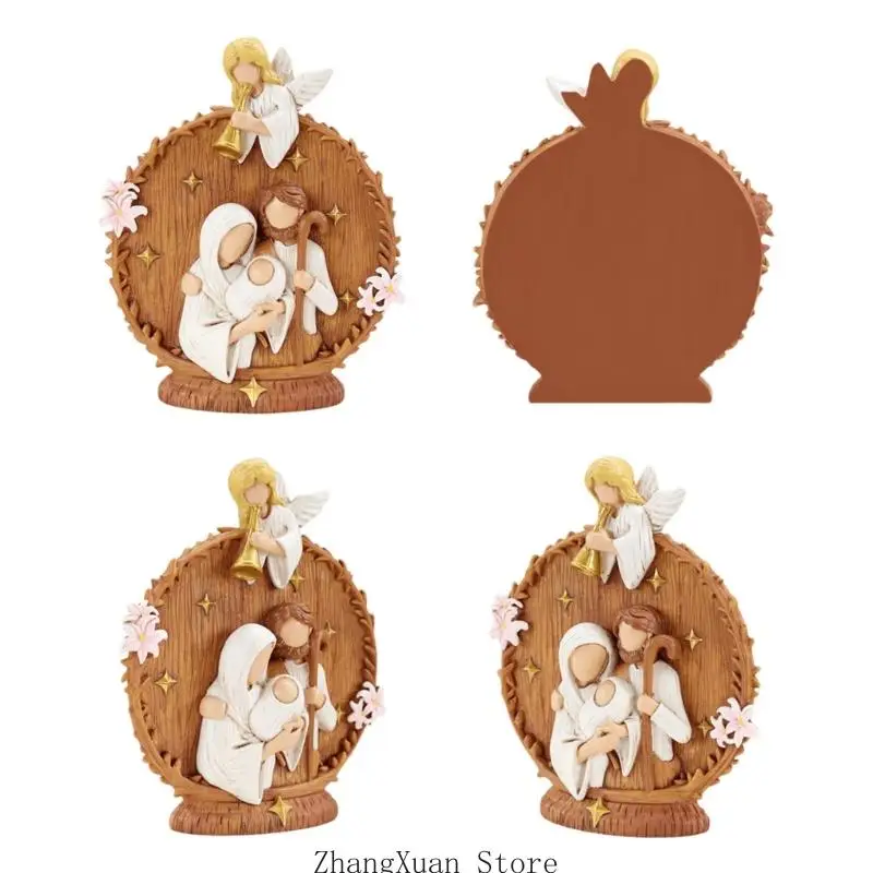 Ausstellungsstück der Heiligen Familie mit Blumen und goldfarbenen Sternmotiven 3XUF – Detail 10