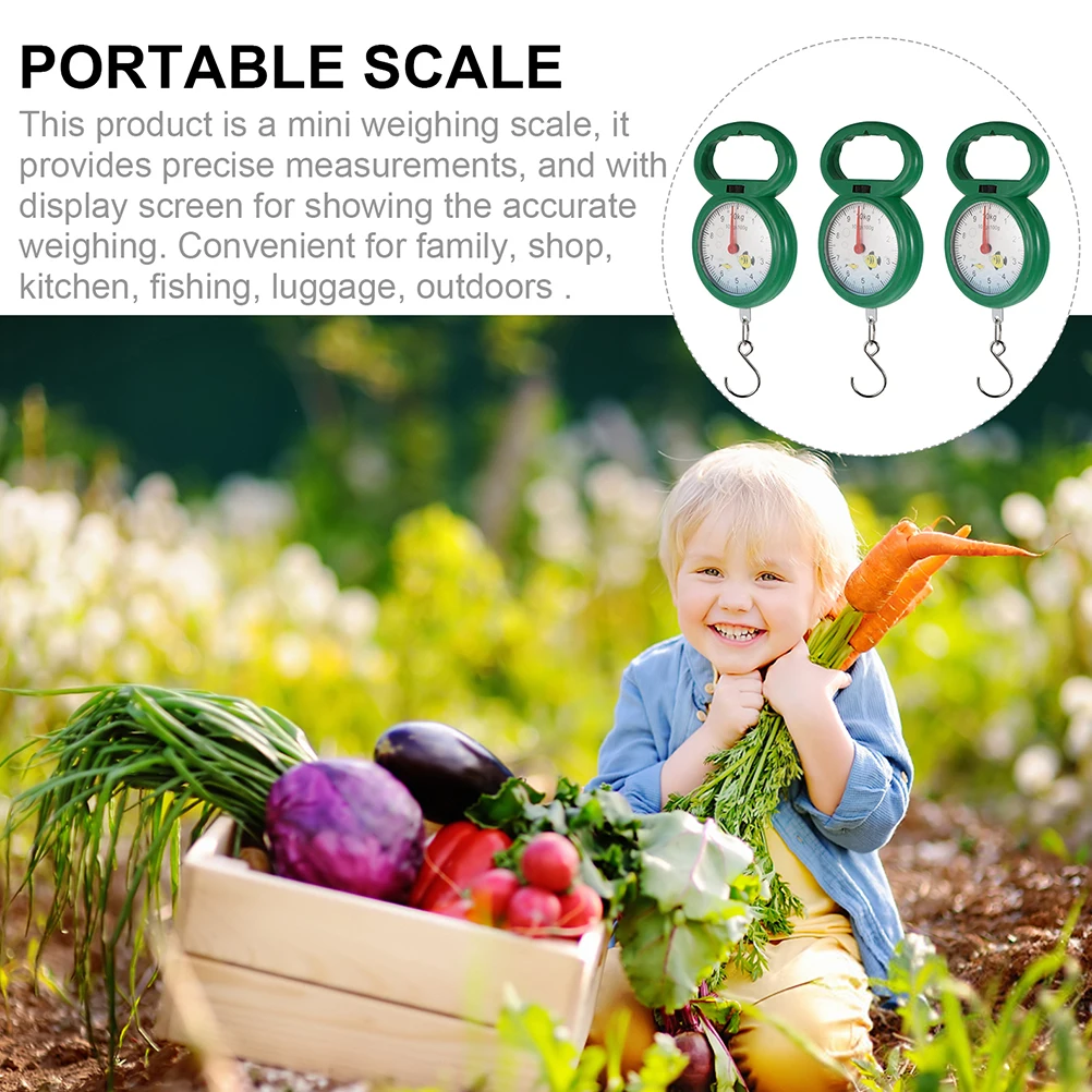 

4pcs Scale Portable Spring Handheld Hanging Scale Weighing Tool Plastic Hook Fish Market Kitchen Travel Outdoor Use Gift