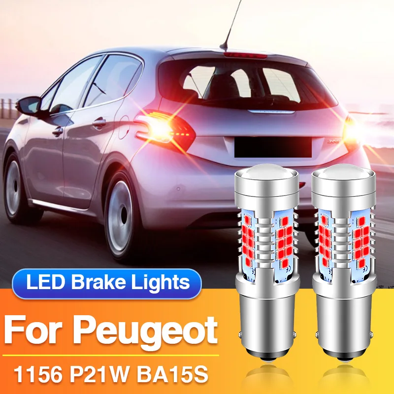 

2PCS 1156 P21W LED Brake Light BA15S for Peugeot 207 2006-2015/307 2000-2009/5008 2009-2016/208 2012-2016, Red Car Tail Blub 12V