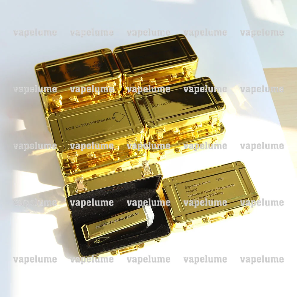 Ace Ultra Disposable Vape 2ml Empty Tank E-cigs Golden Vapor Muha Ecig Start Kit Custom Logo Orange Red Gold Mod Hand Suitcase