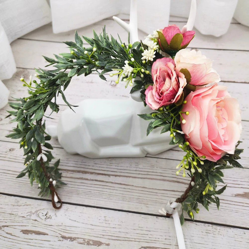 

2PCS Artificial Rose Hair Hoop Lightweight Comfortable Bridal Wedding Party Headdress Photo Props Flower Headband Cosplay
