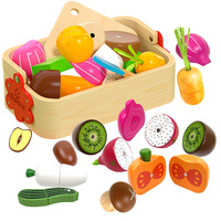 Wooden Magnetic Fruit Vegetables Food Cutting Simulation Kitchen Montessori Kids Puzzle Games Educational Toys Boys Girls Gifts