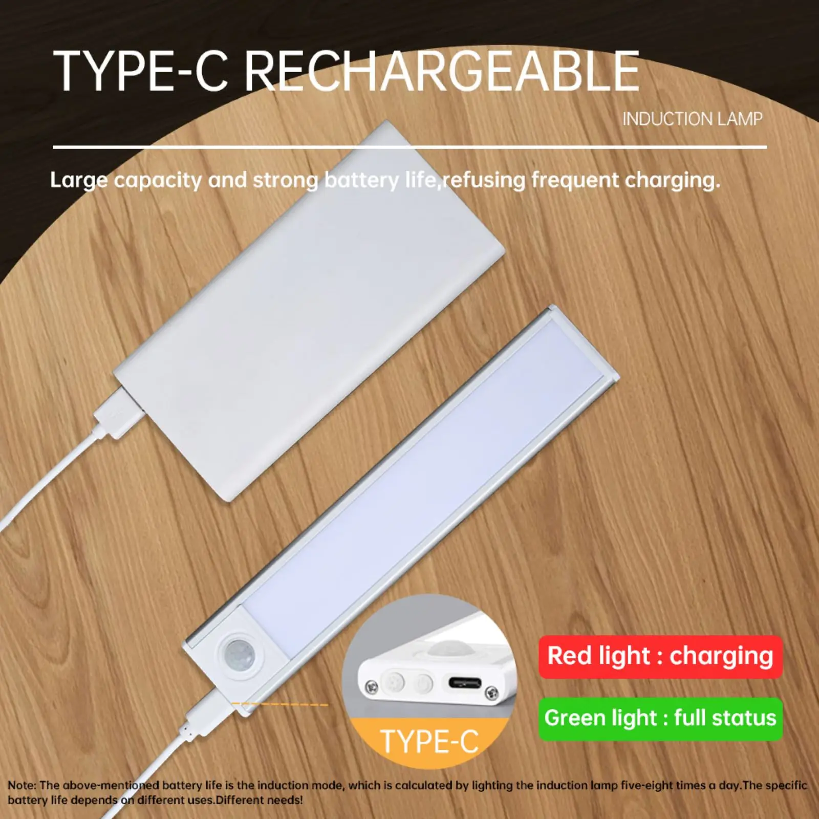 LED Under Cabinet Light Motion Sensor 3 Colors USB Rechargeable Magnetic Dimmable Night Lamp for Kitchen Wardrobe Bedroom Stairs - view 6