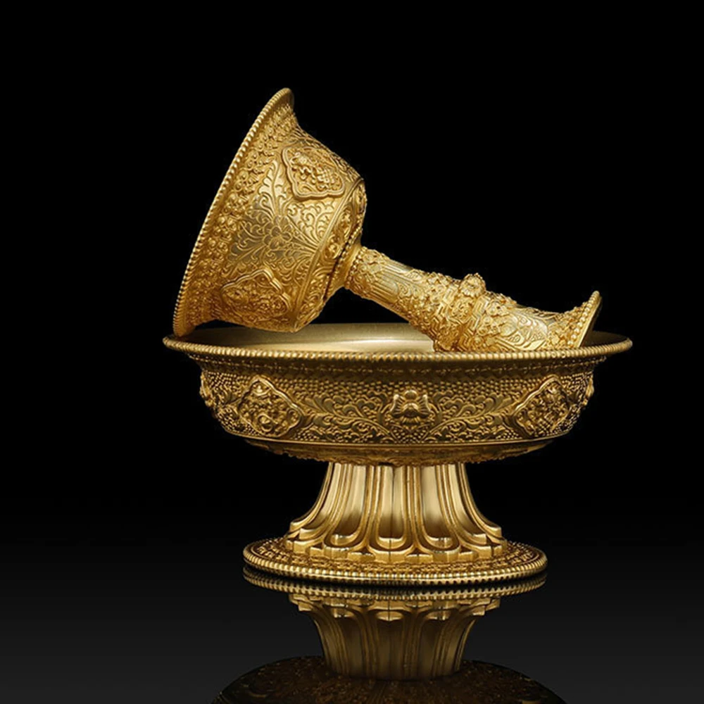 Nepal Pure Copper Dharma Protector Cup,Tibetan Holy Water Cup, Buddha's front water supply cup, Home Sacrificial Vessel Ornament - Image 3