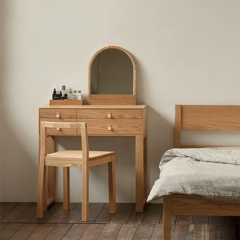 

Women Stool Dresser Eithe Bedroom Girl Brown Wooden Small Makeup Dressing Table Storage Mirror Hotel Schminktisch Furniture