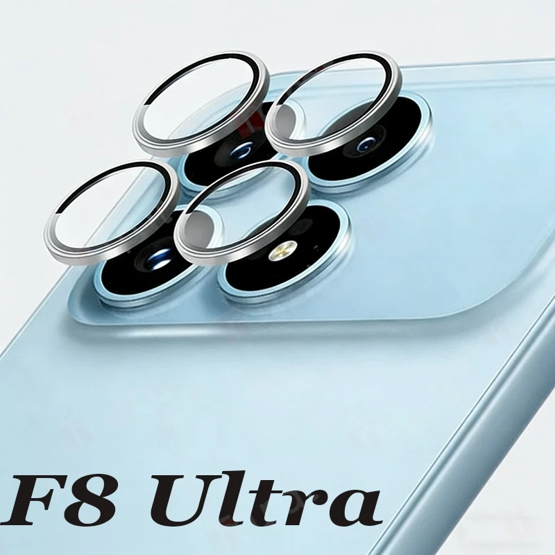 2Pcs/ Invisible Shield For Xiaomi Poco F8 Ultra Camera 3D Full Coverage Tempered Glass with Metal Ring 9H Hardness Protector