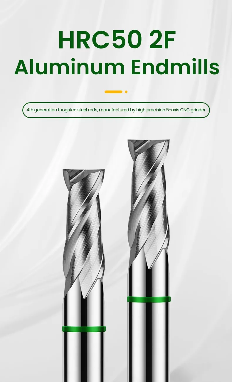 AZZKOR TGH-HRC50 2-Schneiden Hartmetall-Wolframstahl für Aluminium-Flachfräser CNC Mechanische Holzbearbeitung Fräswerkzeuge 1-20 – Detail 1