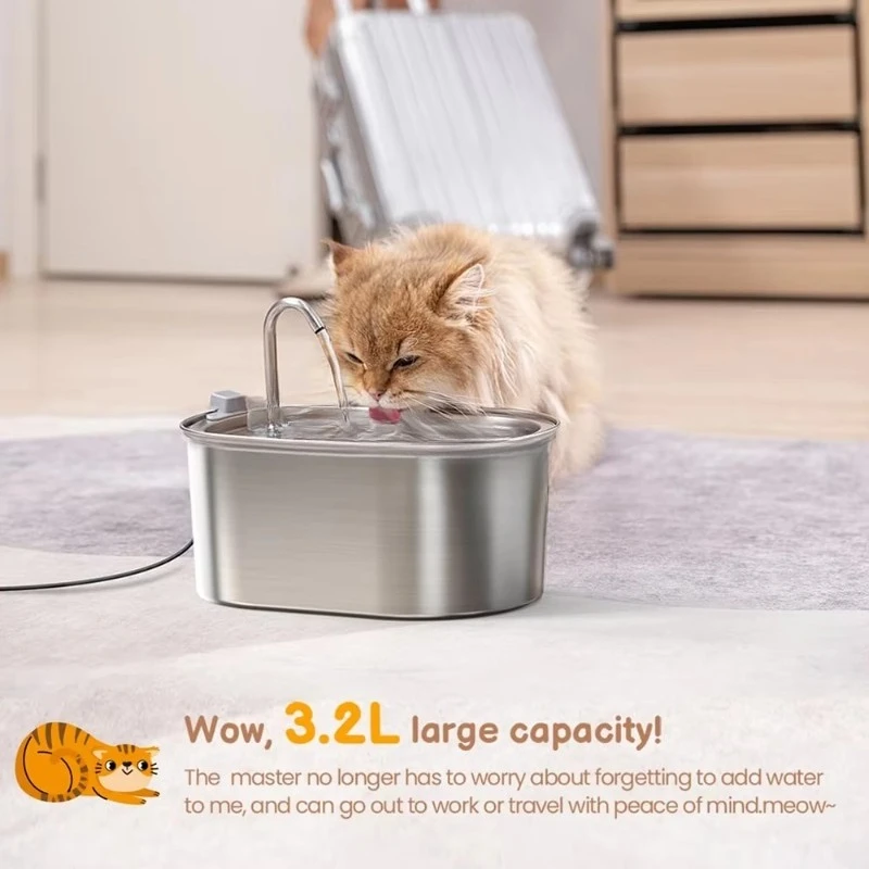 Cat Automatic Water Dispenser 3.2L Capacity Intelligence Pet Products Smart Cat Water Fountain for Pets Drinking Bowl