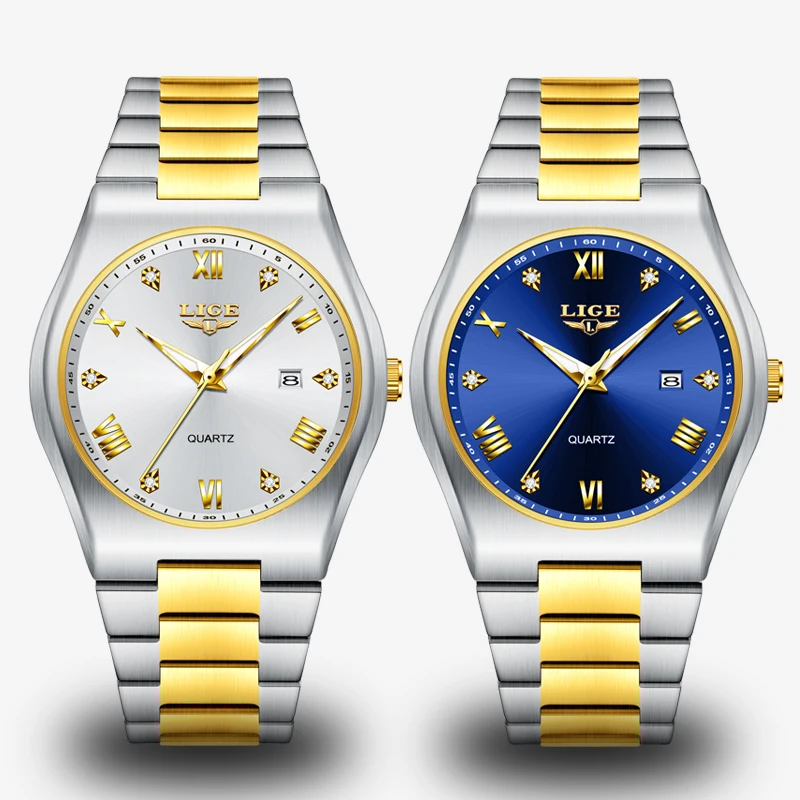 

LIGE Роскошные кварцевые наручные часы мужские спортивные мужские часы водостойкие светящиеся дата из нержавеющей стали мужские часы деловые мужские Reloj + коробка
