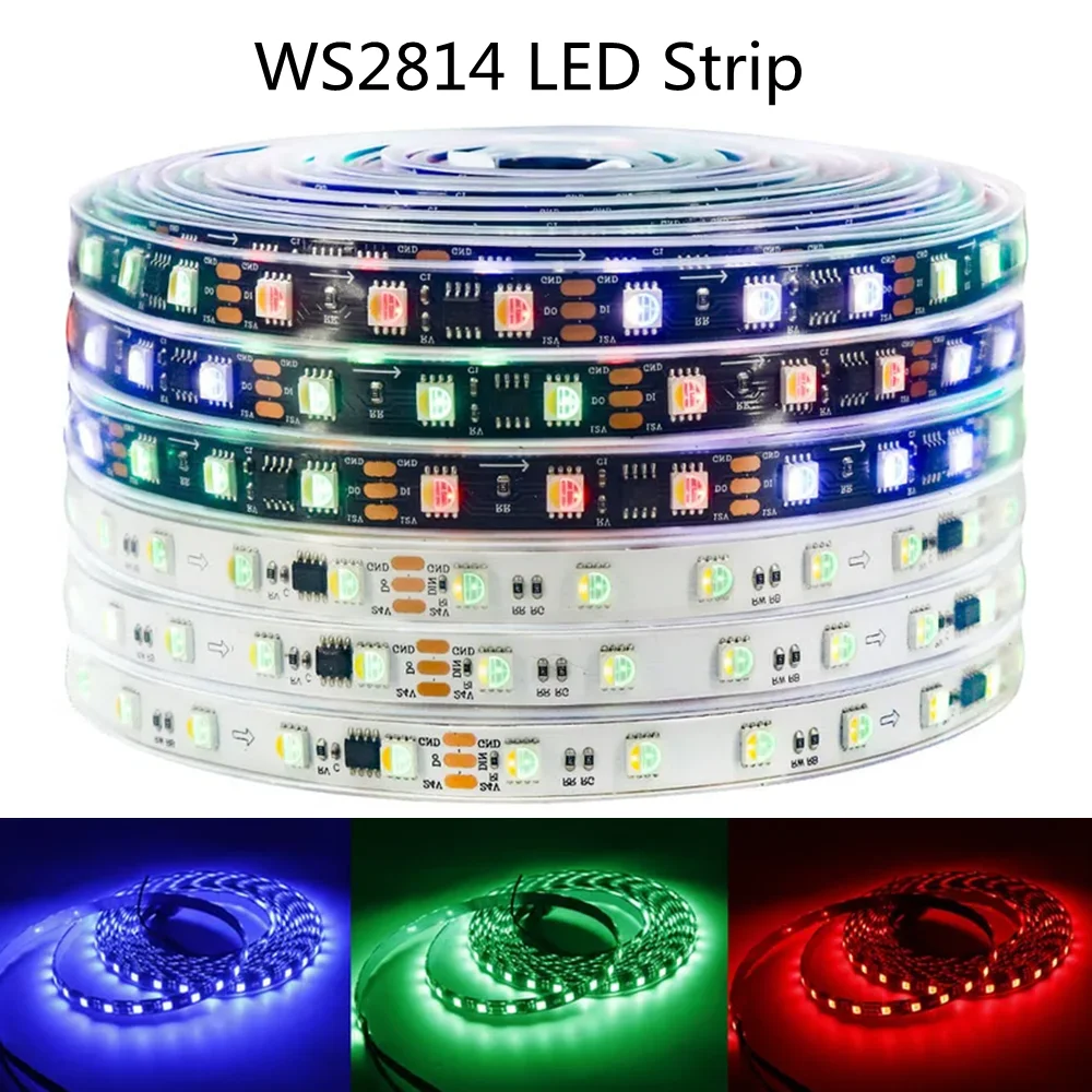

WS2814 addressable IC LED strip RGBWW RGBCW4-1 similar to SK6812/WS2812B strip 5M 150LEDS/300LEDSIP30/65/67 DC12V
