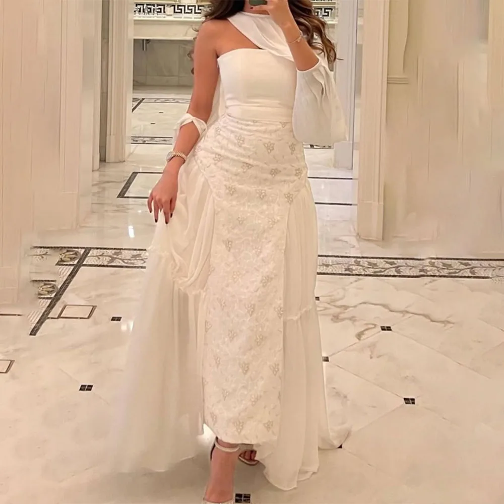 

High Quality Customized Strapless Ankle Length Sweep Train Appliques Beaded Sleeveless Elegant Dress Women for Wedding Party