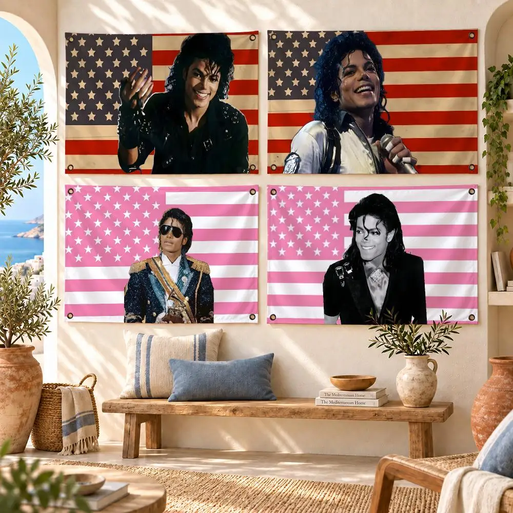 Famous M-Michael Jackson Flags Horizontal High Density Knitted Fabric European Simple For Durable Outdoor Indoor Use