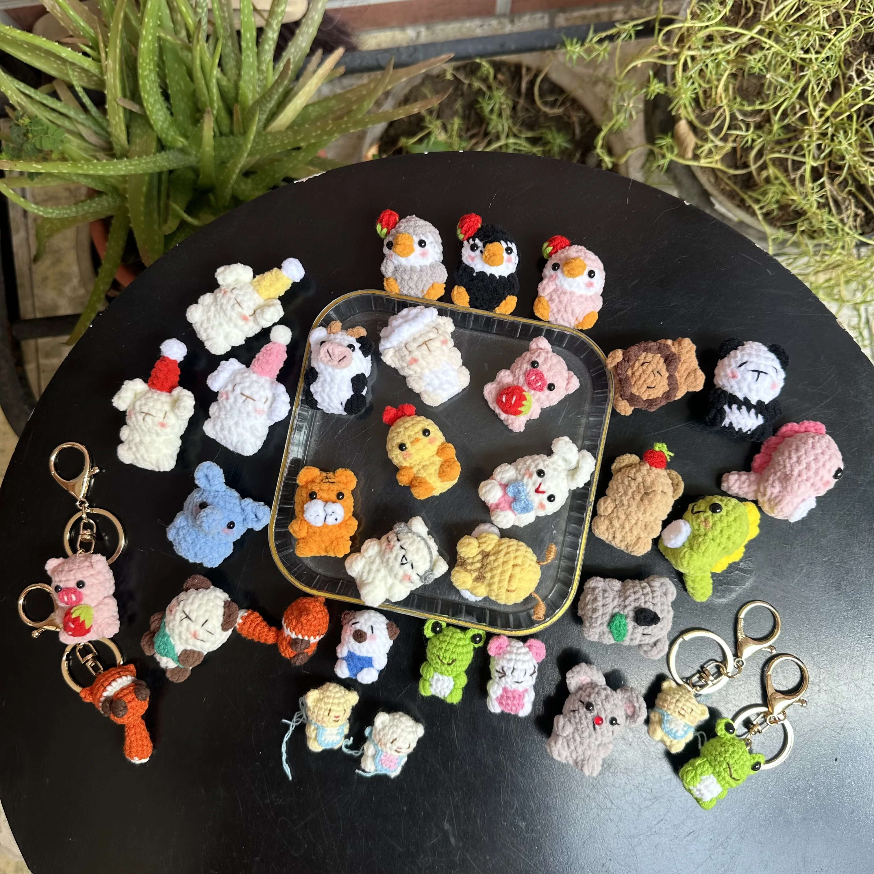 Finished 4cm DIY Mini Cute Animal Knitted Keychain Gift Crochet Keyring Pendants Handbag Decor Women Girl Jewelry Gifts