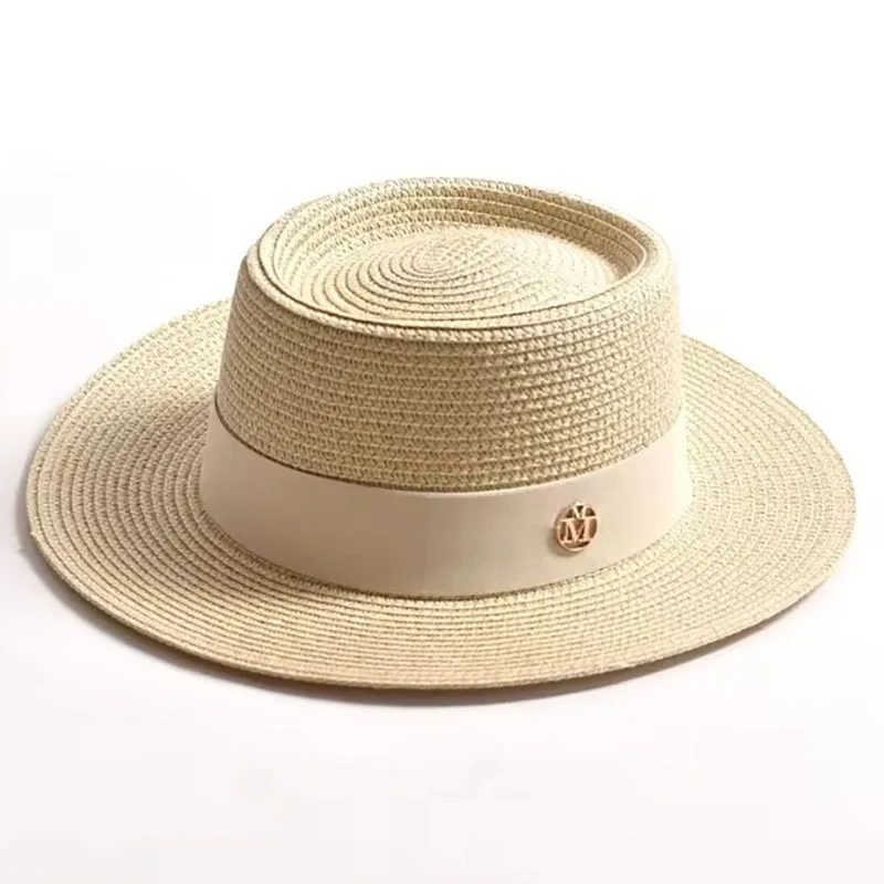 Ribbon Women's Beach Hat Summer Straw Sun Hats for Women Indented Crown Jazz Fedora Hat XKTYM06