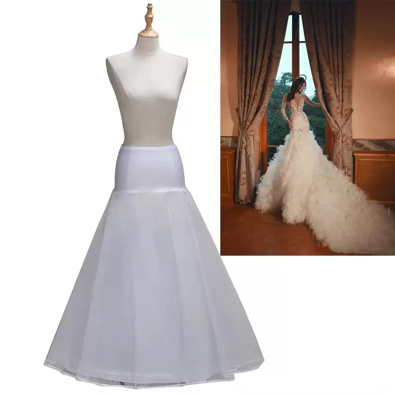 Jupon de mariage blanc en Satin, 1 cerceau, ligne A, jupe de mariage, accessoires Crinoline, CPA1338