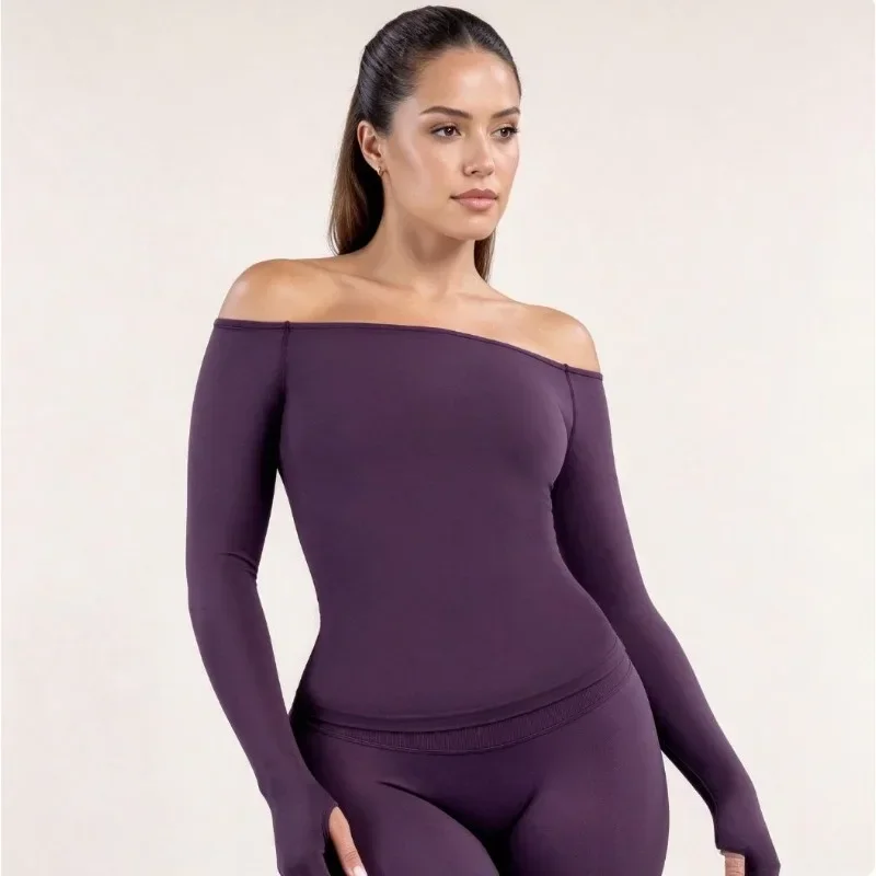 Camiseta de yoga de manga larga para mujer, con diseño sin tirantes, de secado rápido, ideal para actividades deportivas, uso casual al aire libre, para correr, hacer ejercicio físico y entrenamientos.