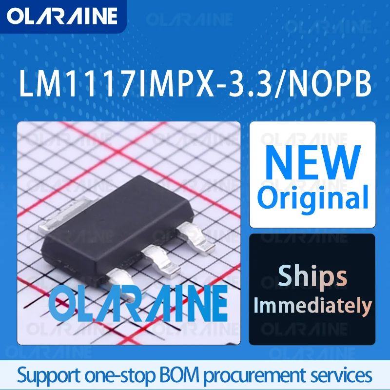 10/50/100Pcs LM1117IMPX-3.3/NOPB SOT-223-4 Original ic chip Low dropout voltage 1 Output regulators Voltage 3.3 V Current 800 mA