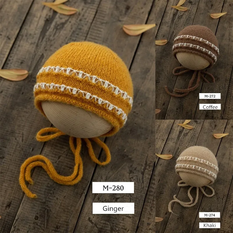 2023 Hand-knitted hollowed out hat for newborn photography props,baby mohair bonnet for photo shoot