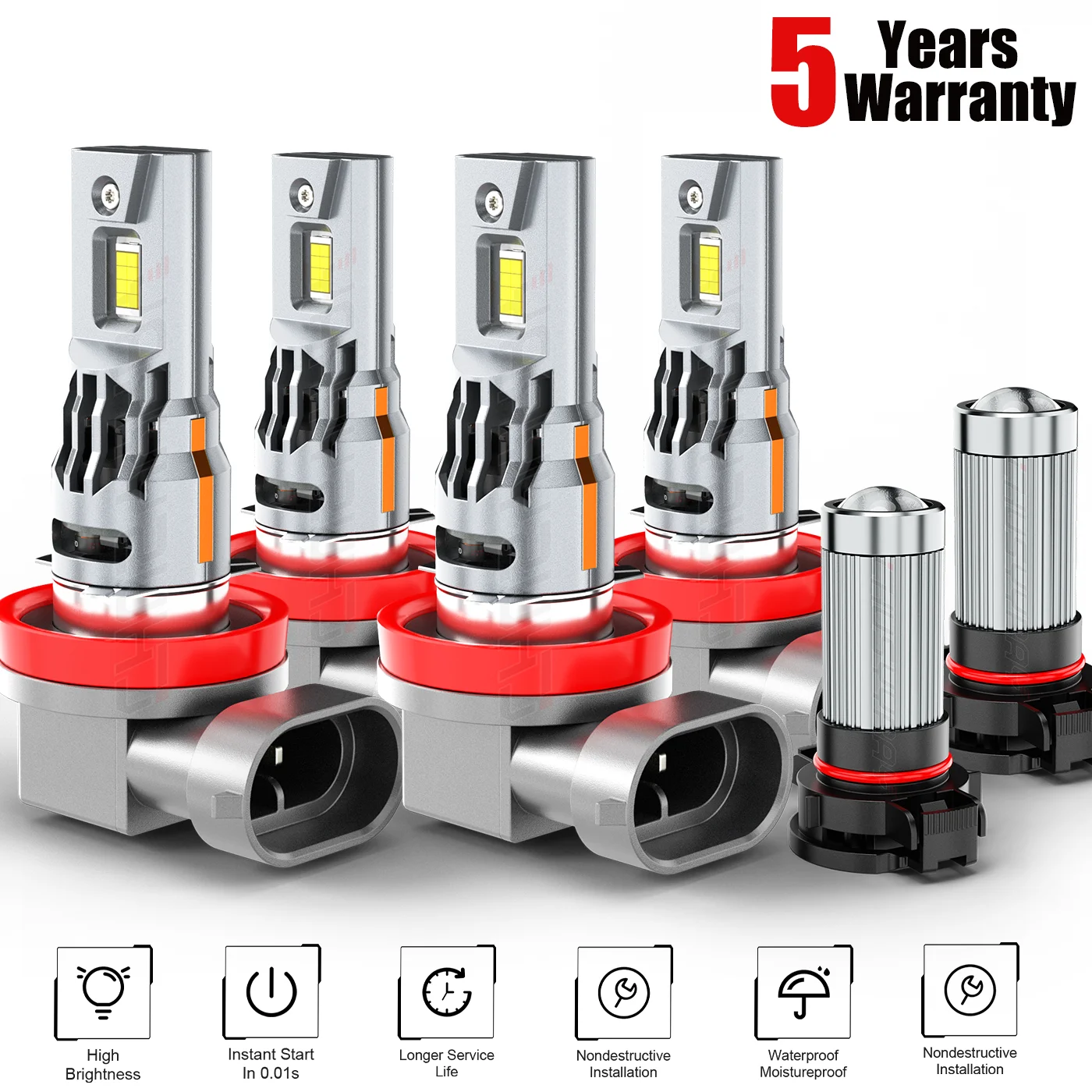 

PCVBMLAUT H11 + H11 + 5202 Combo LED Headlight 100W 10000LM High/Low Beam + Fog Light 6500K Bulbs Kit