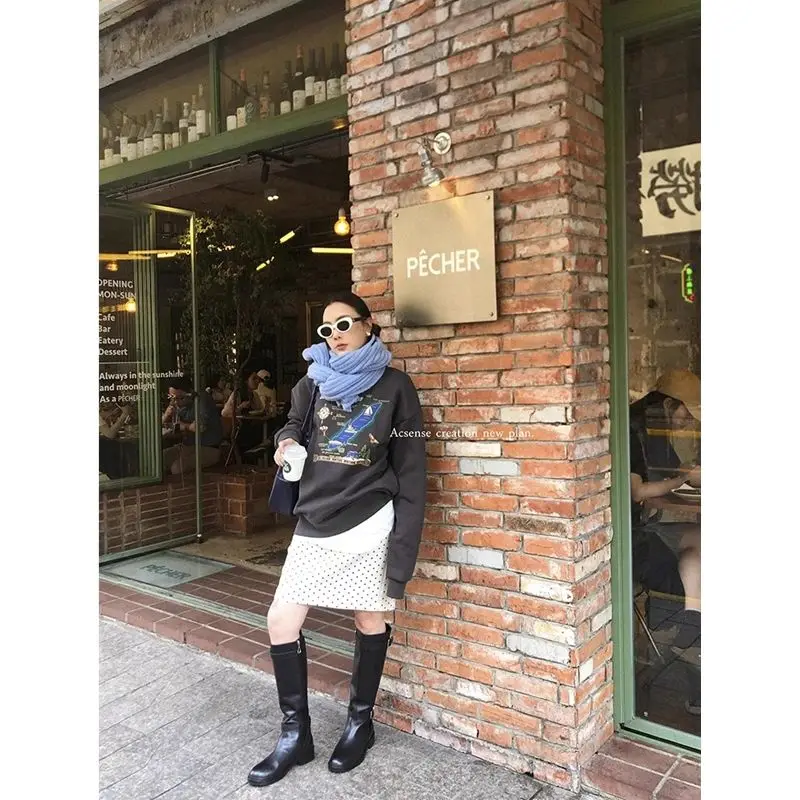Suede Fake Two-piece Polka Dot Short Skirt Women's Spring and Autumn New Fashion Hip Skirt