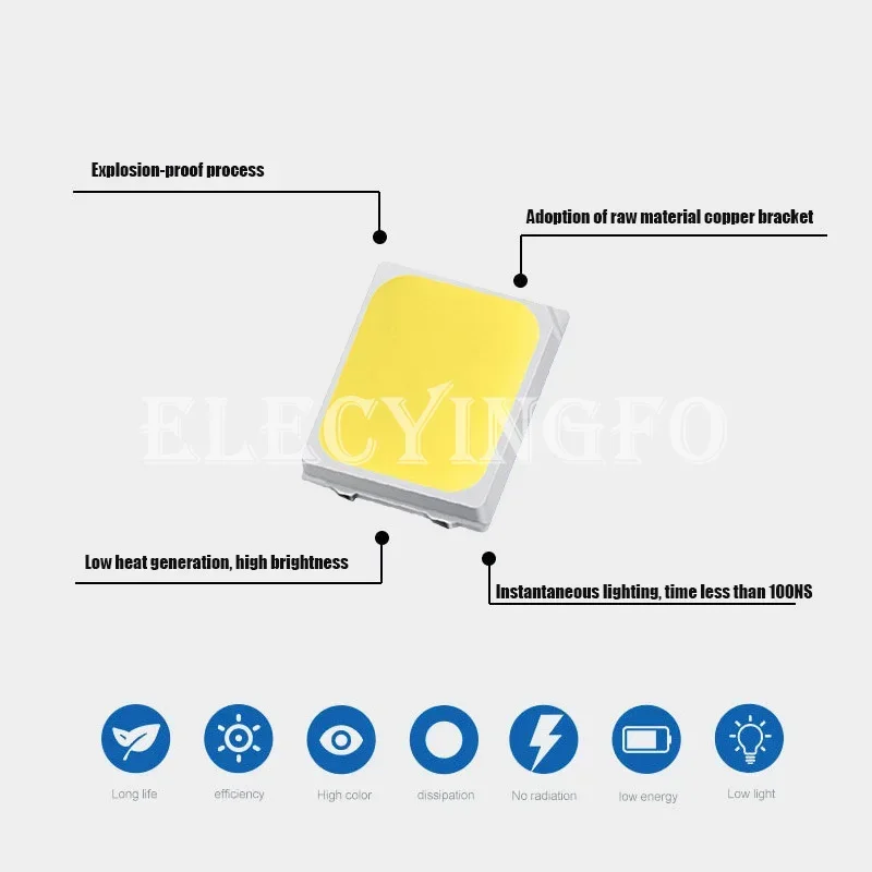 100pcs High Brightness SMD LED 2835 1W 0.5W 0.2W White 3V 6V 9V 18V 36V 150MA/100MA/30MA/60MA/80MA 6000-6500K