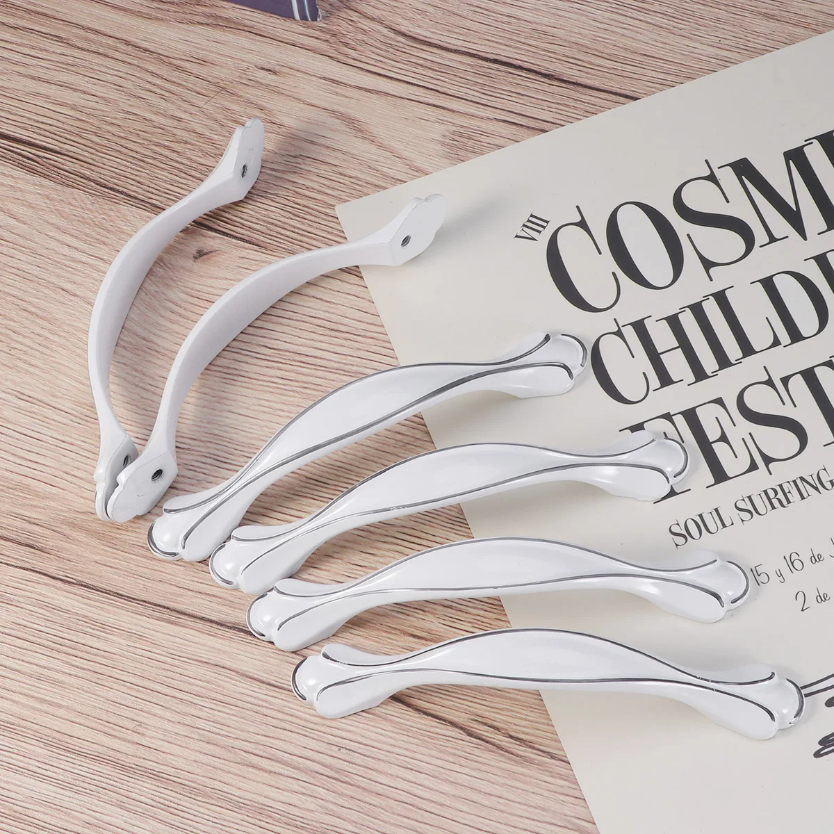 

6 pcs Cabinet Handles Brass Heavy Duty Rustproof European Style Drawer Door Pulls For niture Wardrobe Cabinet Decor (White)