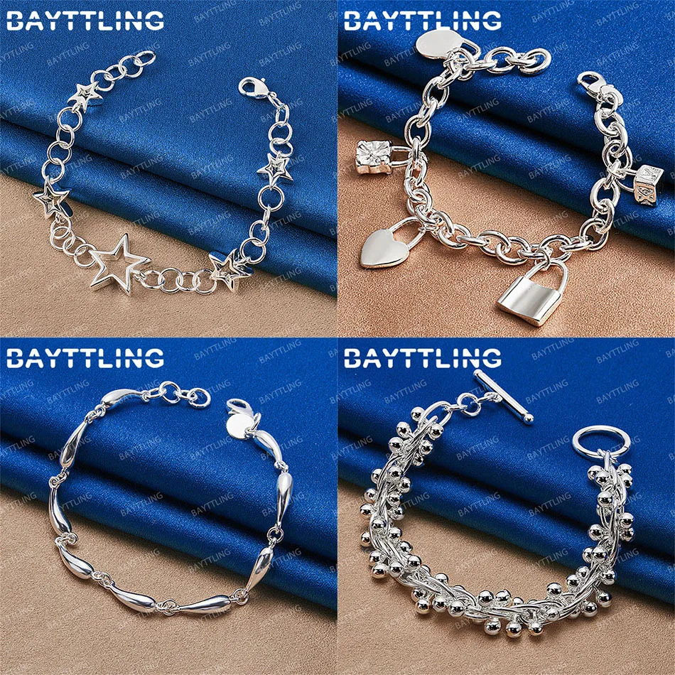

Luxury 925 Sterling Silver Women's Delicate Heart Shaped Teardrop Bracelet Party Favor Accessories Jewelry Wedding Fashion