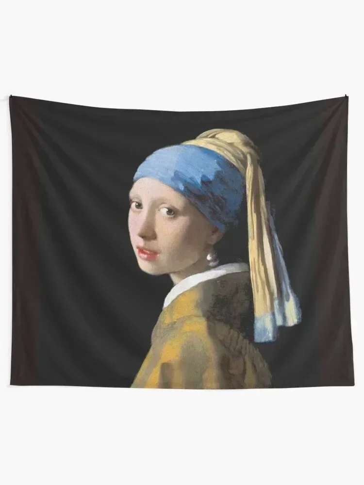 VERMEER : Vintage 1700 Girl With A Pearl Earring Painting Print Tapestry Decoration For Rooms Wallpapers Home Decor Tapestry