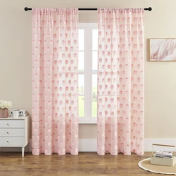 1pc Strawberry Sheer Curtains Window Treatment Rod Pocket Curtains, For Kitchen Bedroom Living Room Drapes