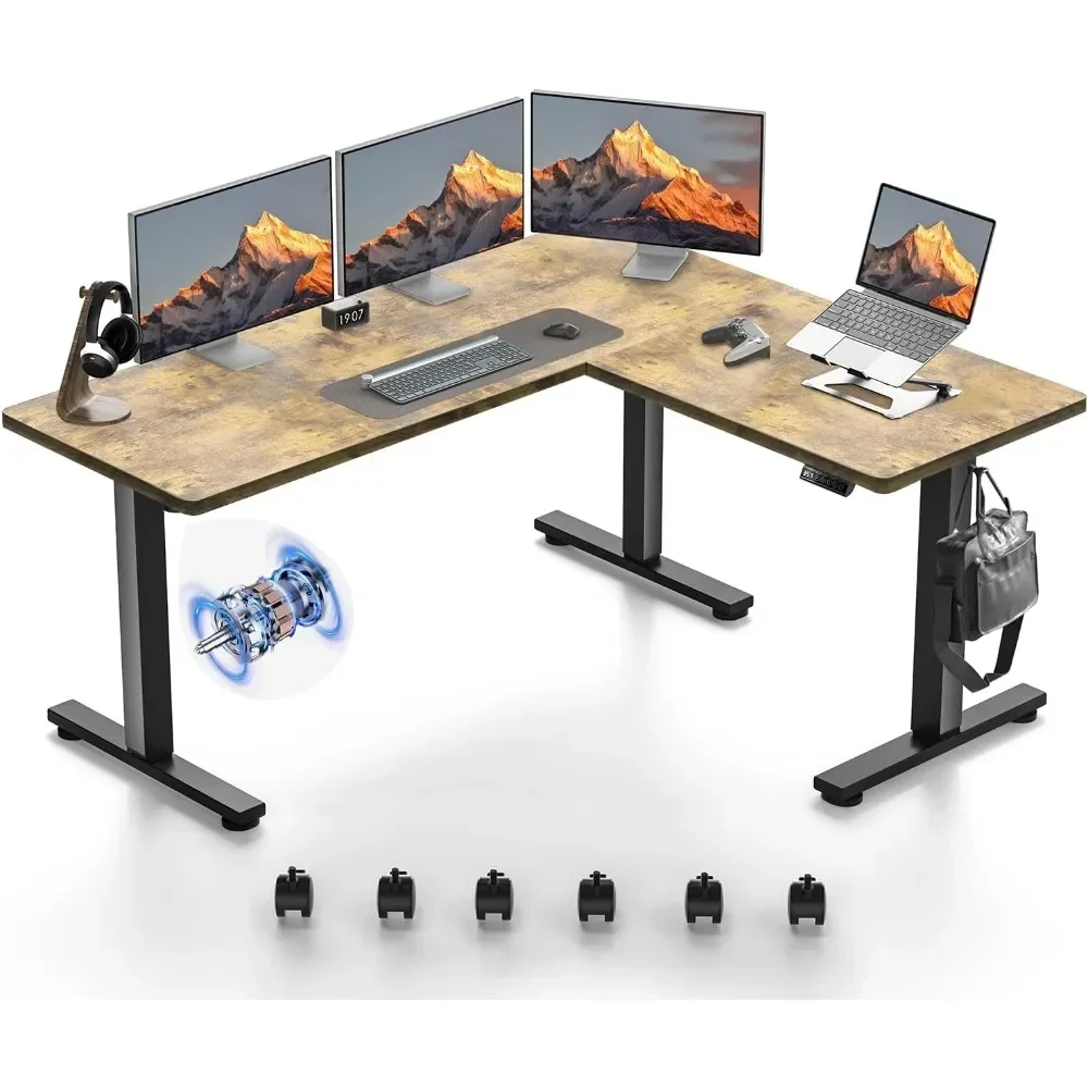 L Shaped Standing Desk, Electric Height Adjustable Desk 63x55 Inches Stand Up Corner Desk, Gaming Desk l Shape with Larger