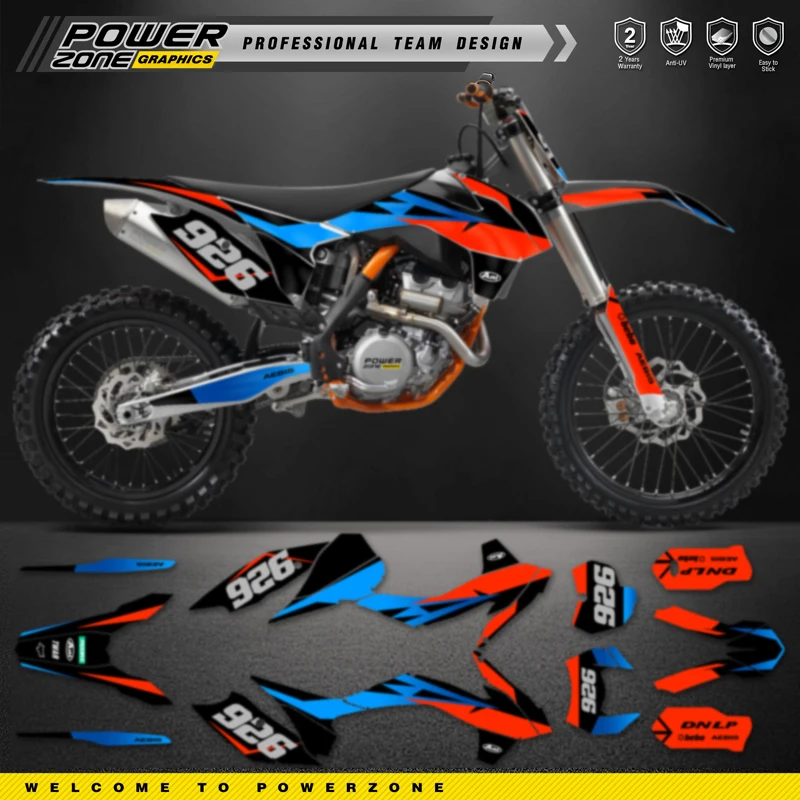 PowerZone Custom Team Graphics Backgrounds Decal Stickers Kit For KTM SX SXF 2013-2015 EXC XCW Enduro 2014-2016 125 to 500cc 18