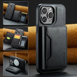 Detachable 2-in-1 Magnetic Wallet Case with Multi Cards Pocket For iPhone 16 17 Pro Max 17Air 15 14 Plus 13 12 For Magsafe Cover