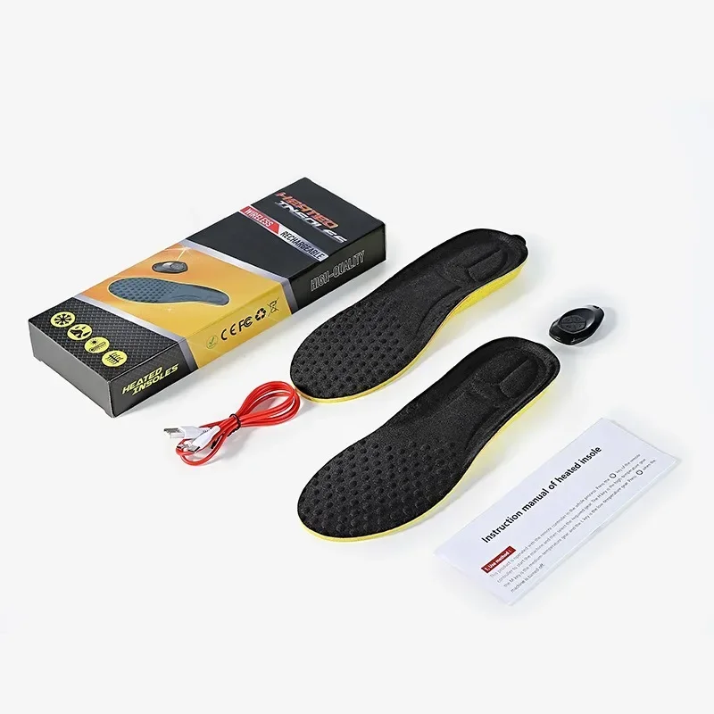 Electric Heating Insole Rechargeable Foot Warmer USB Heated Shoe Insoles with Remote Control Three-speed Temperature Adjustment