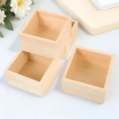 

4Pcs Wooden Crate Box Mini Storage for Gifts Medicines Jewelry Wood Organizer Simple Design Portable Container