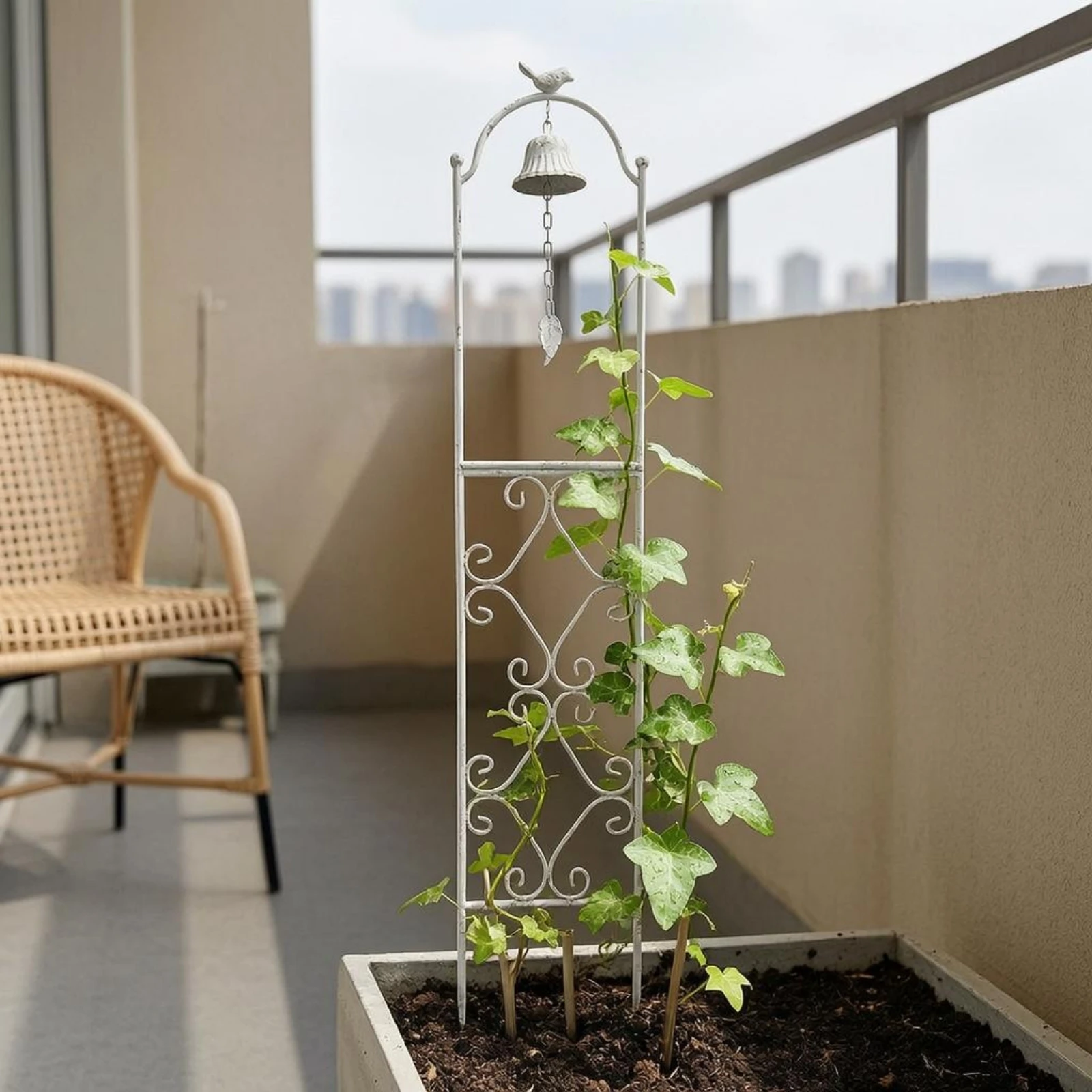 

Bird Top Plant Support White Bell Hanging Plant Support Decorative Easy to Install
