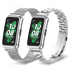 Étui protecteur pour Huawei Band 8/7/6/6 Pro, bracelet intelligent, en acier inoxydable, bracelets en métal + couvercle pour Honor Band 7 6