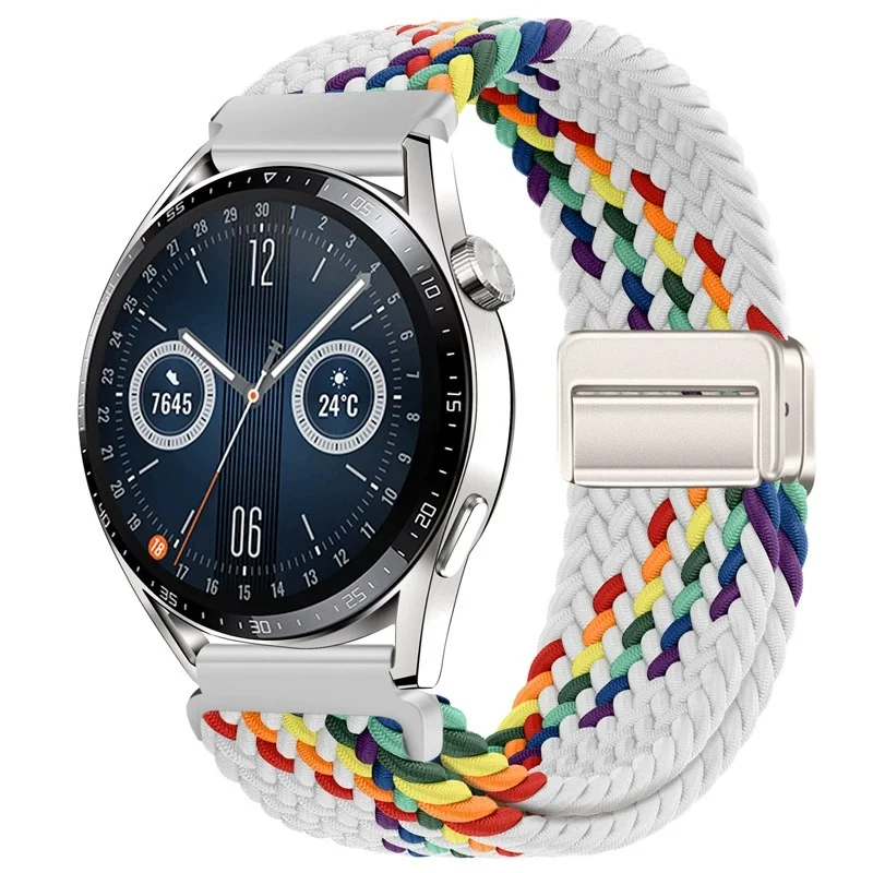 20mm 22mm Magnetic Bracelet for Samsung Galaxy Watch 7/6/Classic/5/4/3 Braided Loop Nylon Strap for Huawei Watch 4/3/GT 5 4 Band