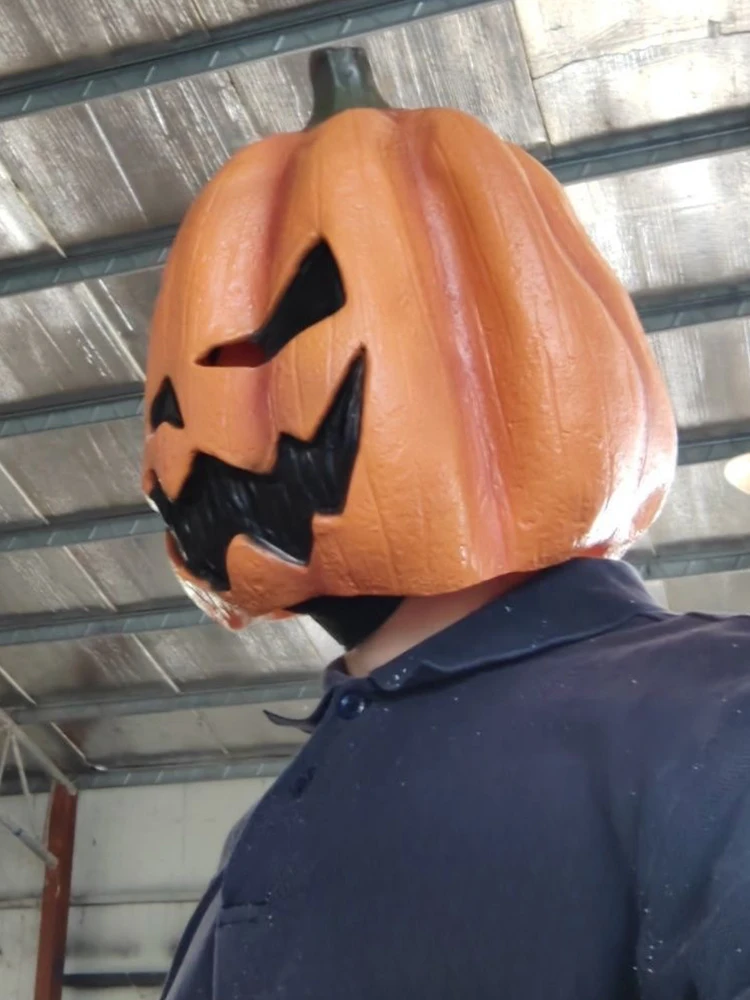 Latex Halloween Pumpkin Head Mask Head Cover Trick or Treat Scary Pumpkin Mask Breathable Novelty Jackolantern Mask Fancy Dress