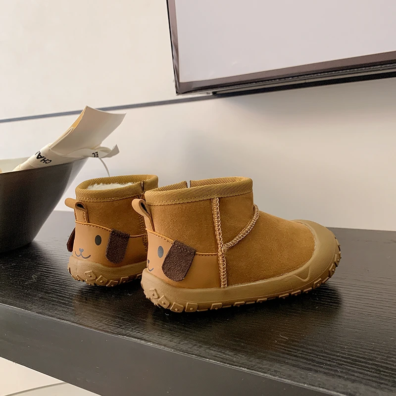 

Baby Snow Boots 2025 New Winter Leather Warm Plush Infant Shoes Zip Side Soft Sole Fashion Toddler Boys Girls Boots 22~31