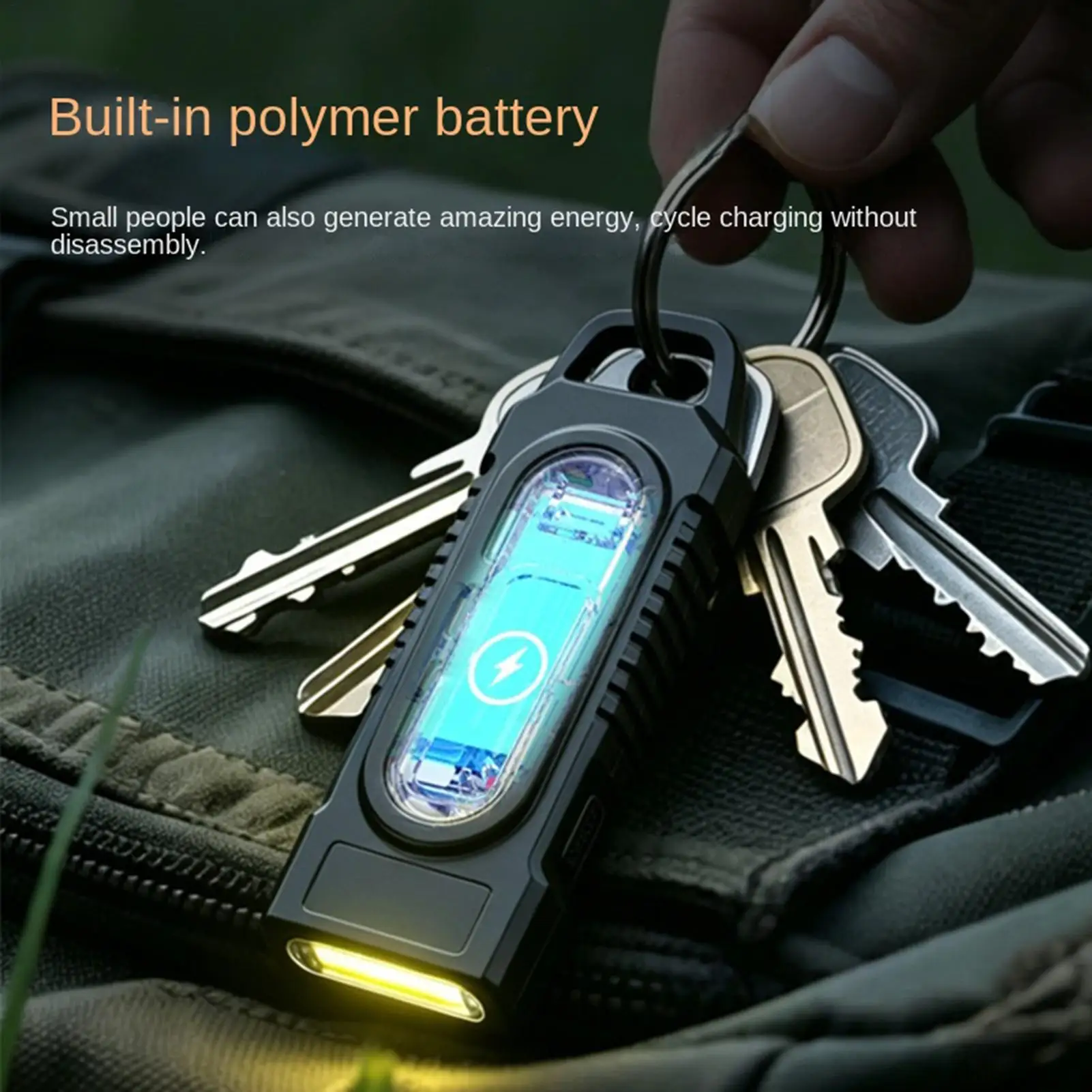 Keychain Flashlight LED Rechargeable Metal Hook Lamp Keychain Flashlight Rechargeable For Outdoor Camping Hiking Backpacking