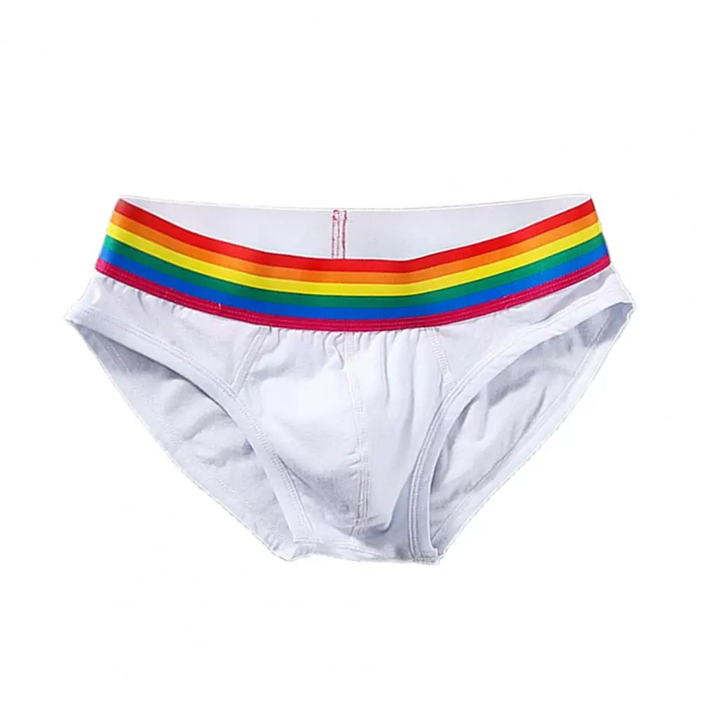 Men Briefs Soft Waistband Briefs Colorful Rainbow Men\'s Briefs with Anti-septic Properties U Convex Design for Comfortable Sport