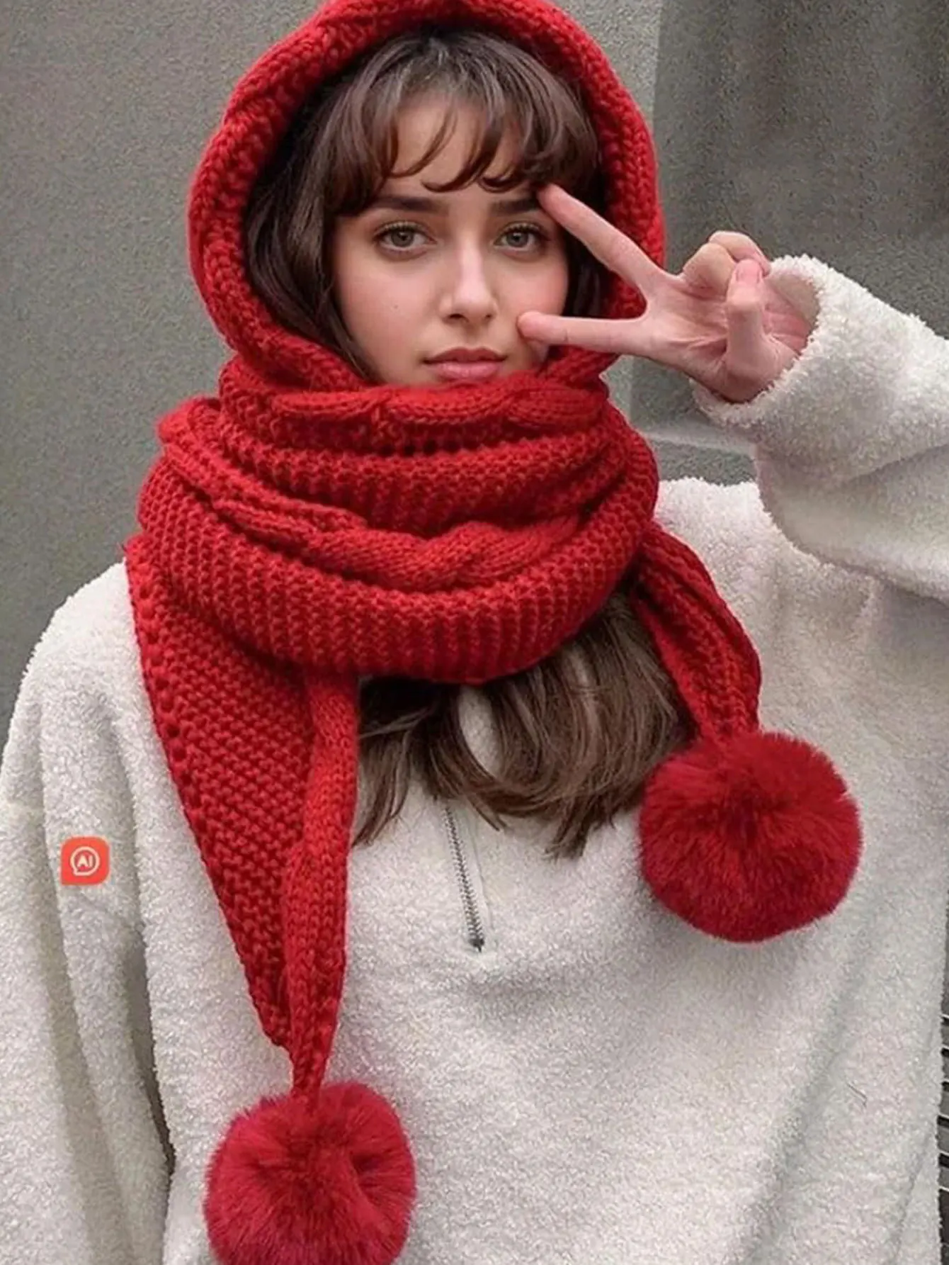 ผ้าพันคอหมวกไหมพรม 2 in 1 สำหรับฤดูหนาว กันลม กันหนาว แบบสามห่วง นุ่ม สบาย สำหรับผู้หญิง ฤดูใบไม้ร่วง/ฤดูหนาว ใช้ได้หลากหลาย