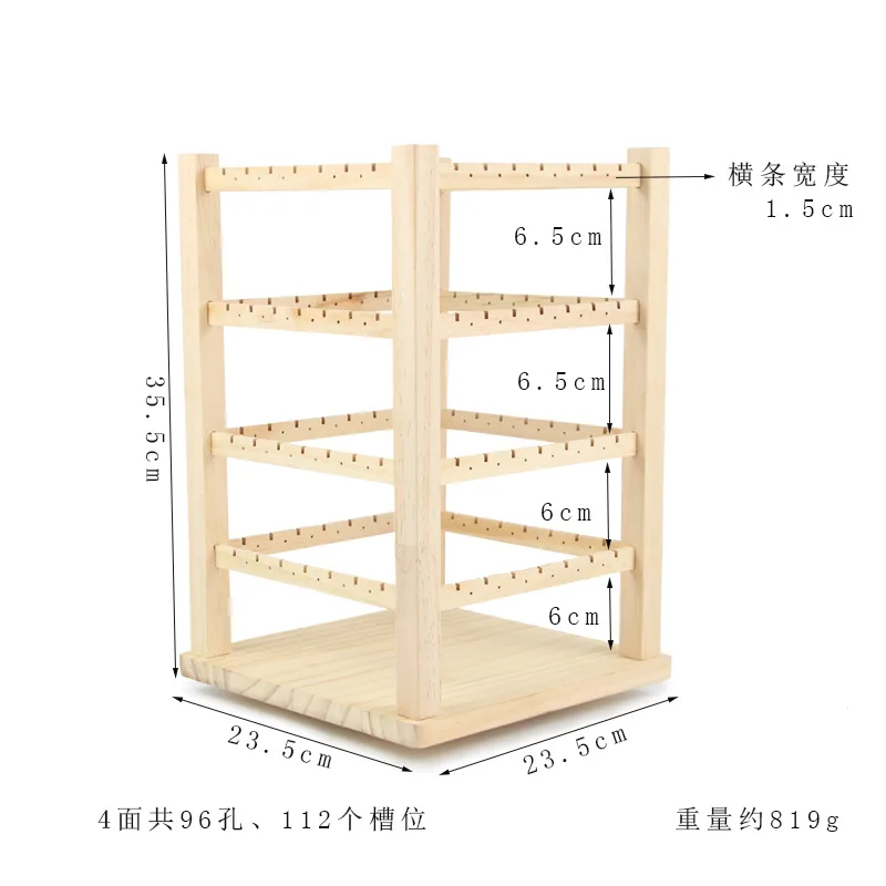 Imagem -04 - Bandeja de Organizador de Jóias de Madeira Suporte de Brinco Display Stand Caixa de Armazenamento de Colar Showcase Camadas