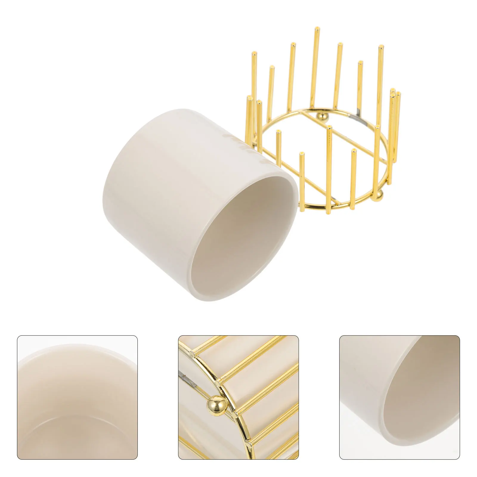 

Ceramic Iron Art Pen Holder Multi Functional Desktop Organizer for Makeup Brushes Pencil Cup Stationery Storage Box Desk