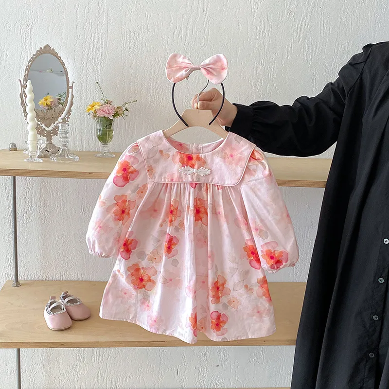 

2025 Autumn New Long-sleeved Fashionable Fart Clothes Girls and Girls Square Collar Dress Super Beautiful Sisters Autumn Clothes