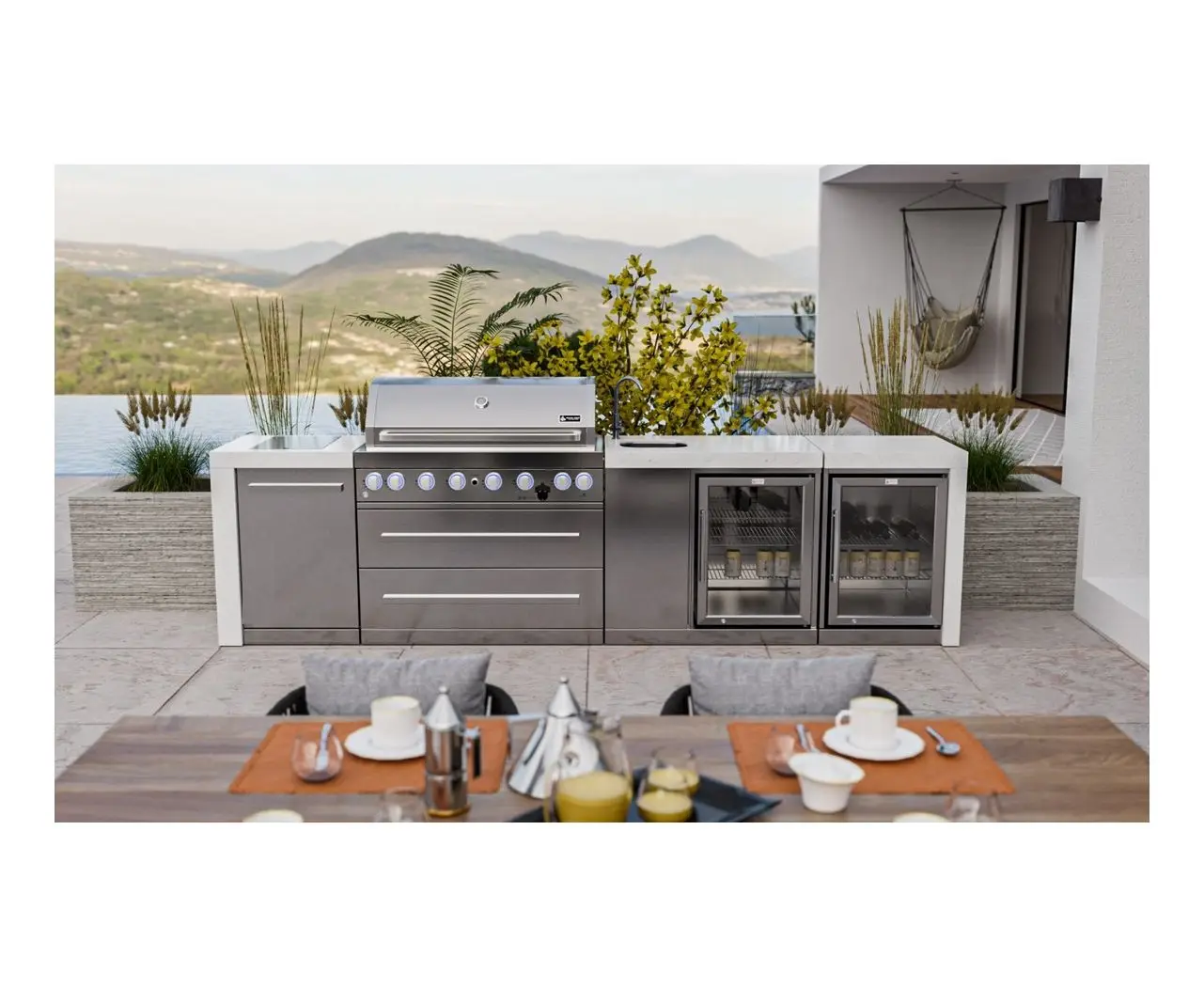 Hot Selling New Commercial BBQ Grill Cabinet Island All-In-One Stainless Steel Outdoor Kitchen Luxury