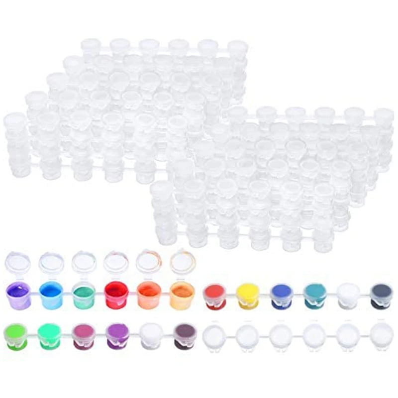 

80 Strips 480 Pots Empty Paint Strips Paint Cup Pots Mini Paint Pots Clear Storage Containers For Paintings Art (3Ml)